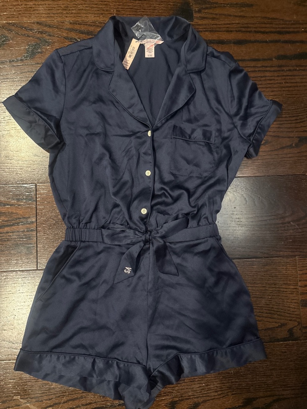 Victoria Secret Navy Silk Sleep Romper